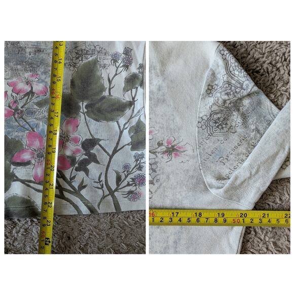 Y2K Christopher & Banks Eiffel Tower Top XL Green-Pink Floral Fairy Rhinestone - Picture 4 of 7